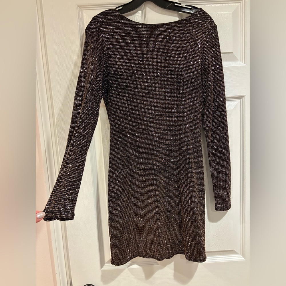 Sparkling Long Sleeve Mini Dress